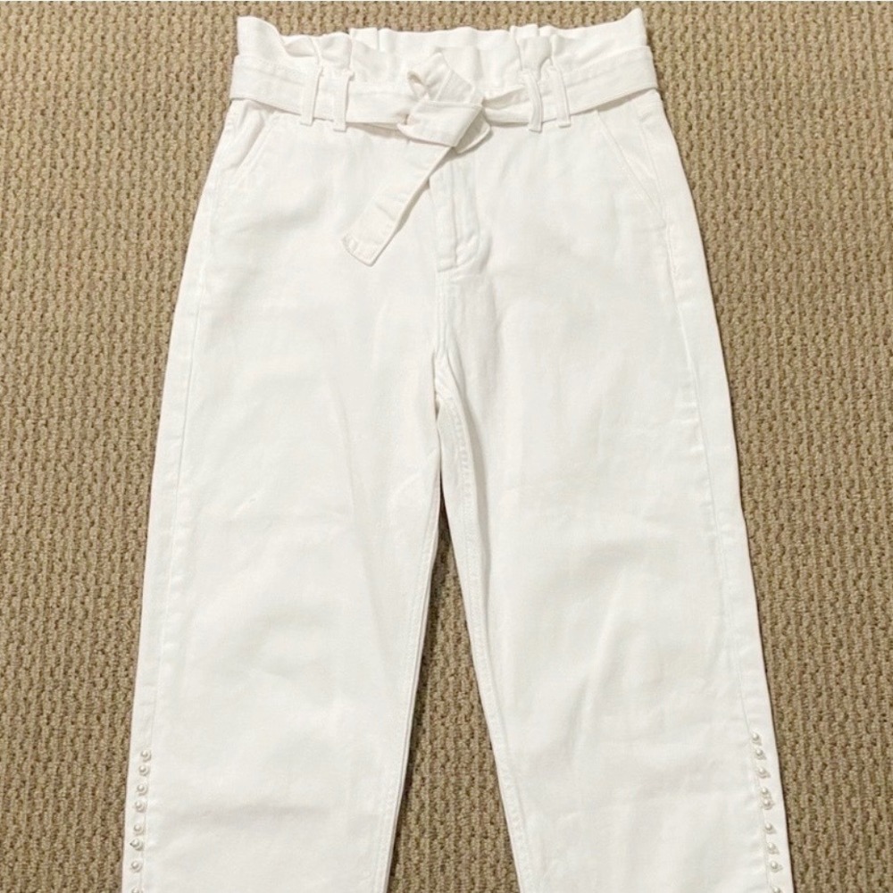 Zara‎ High Waisted White Pearl Denim - Picture 6 of 11